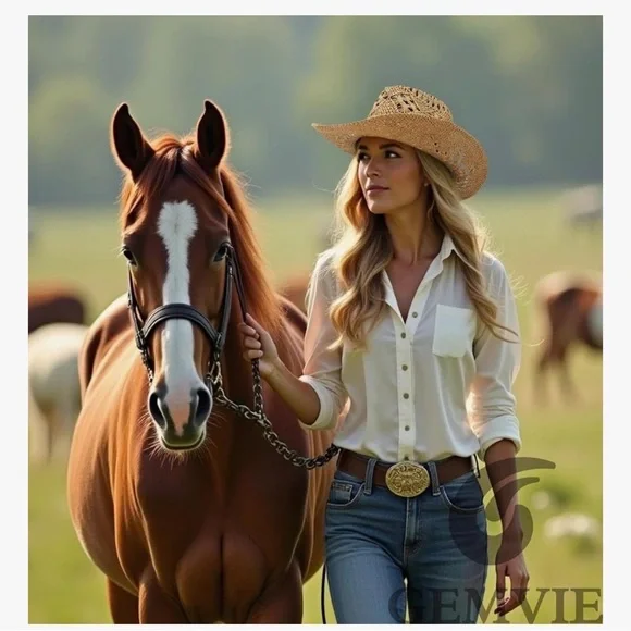 Cowboy Hat Women Summer Western Cowgirl Woven Hollow Out Wide Brim Hat rodeo - Picture 2 of 11